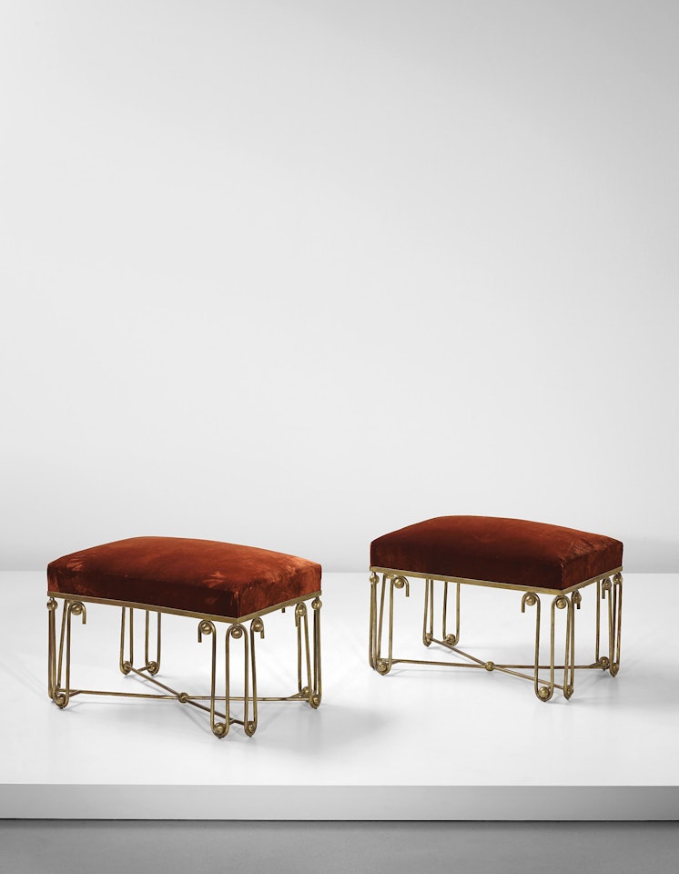 Pair of 'Ondulation' stools by Jean Royere