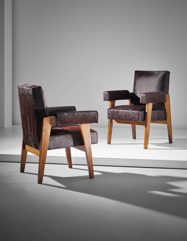 Pair of 'Advocate and Press' armchairs, model no. LC/PJ-SI-41-A, from the High Court, Chandigarh by Le Corbusier & Pierre Jeanneret