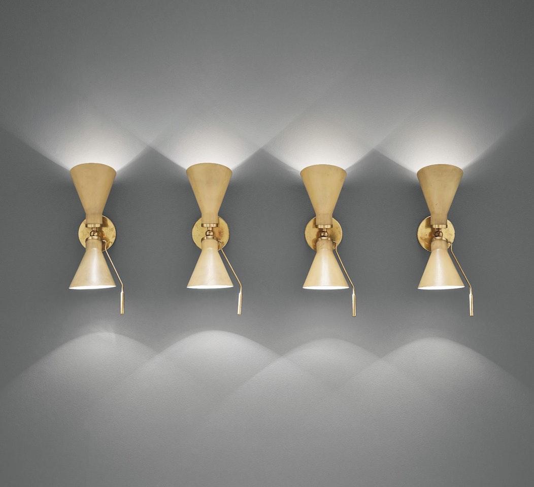 Set of four adjustable wall lights, model no. 131 by Gino Sarfatti