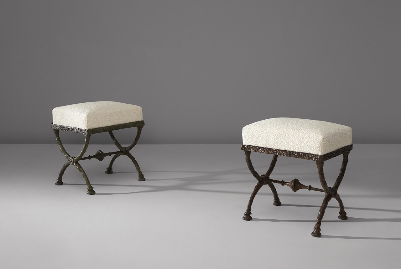 Two “Tabourets en X," troisième version by Diego Giacometti