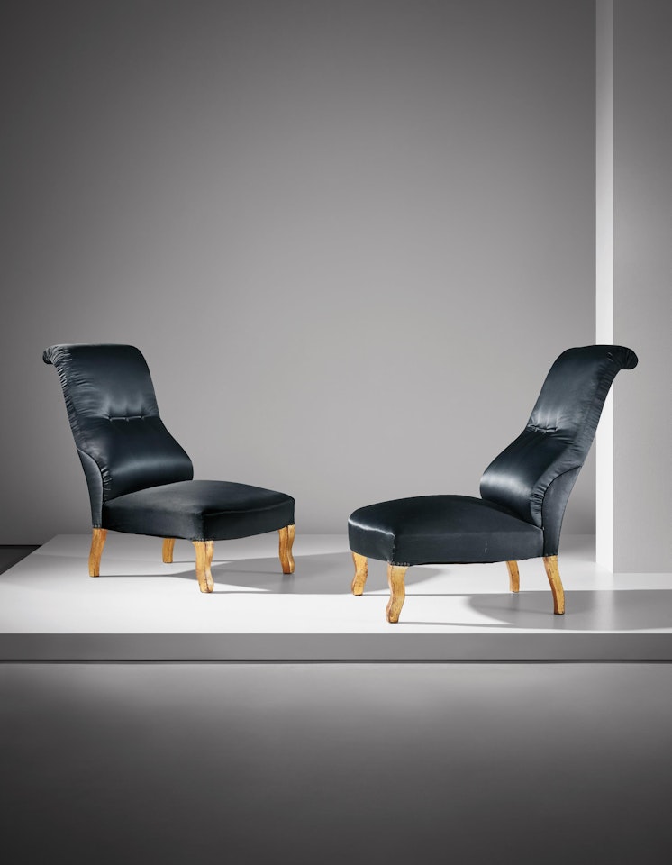 Unique pair of lounge chairs, from the living room of the Ada and Cesare Minola House, Turin by Carlo Mollino