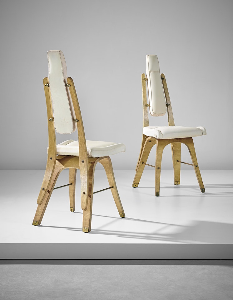 Pair of chairs, designed for the conference room, Lattes Publishing House, Turin by Carlo Mollino