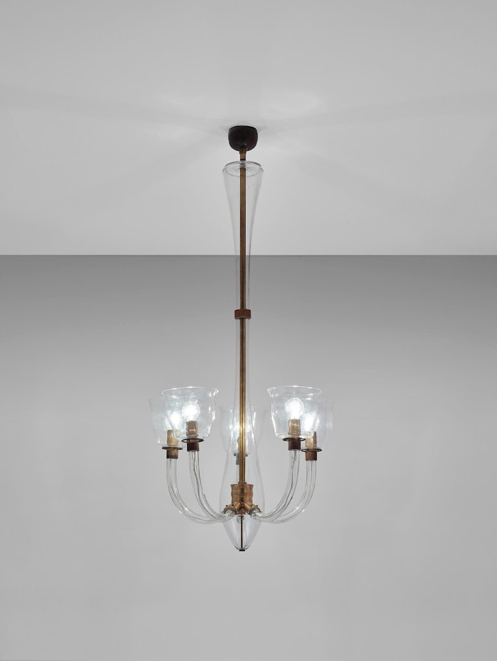 Rare five-armed chandelier, model no. 5329 by Carlo Scarpa