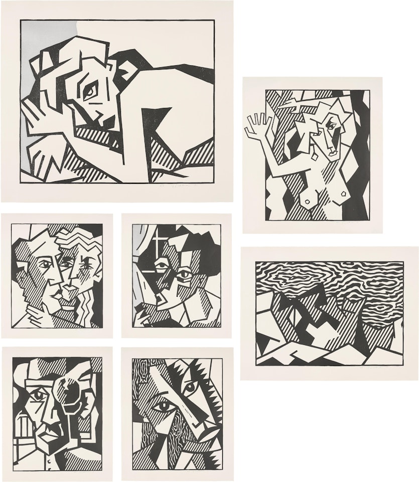 Expressionist Woodcut Series (Black State) by Roy Lichtenstein