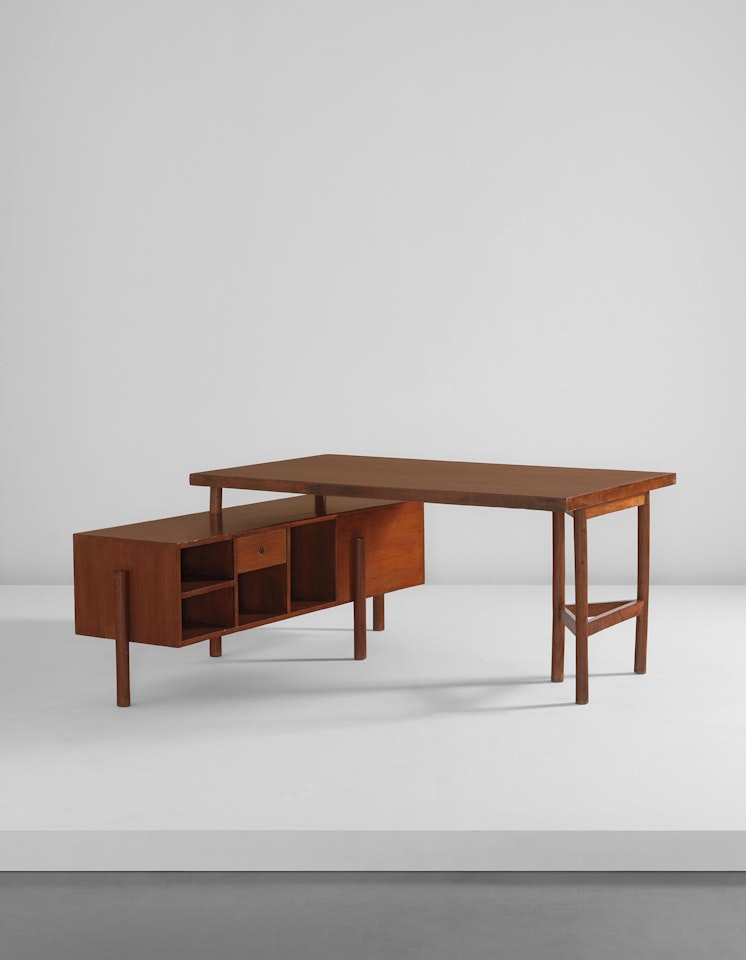 "Writing table for junior officers," model no. PJ-BU-14-A, from the Secrétariat and administrative buildings, Chandigarh by Pierre Jeanneret