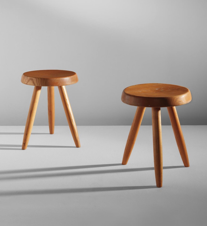 Pair of tripod stools by Charlotte Perriand
