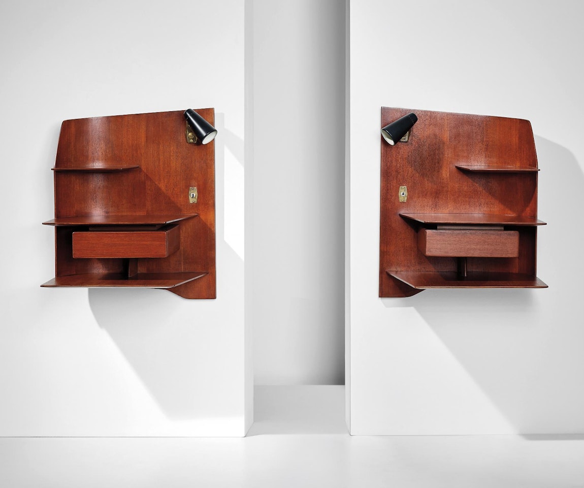 Pair of wall-mounted illuminated bedside units by Gio Ponti
