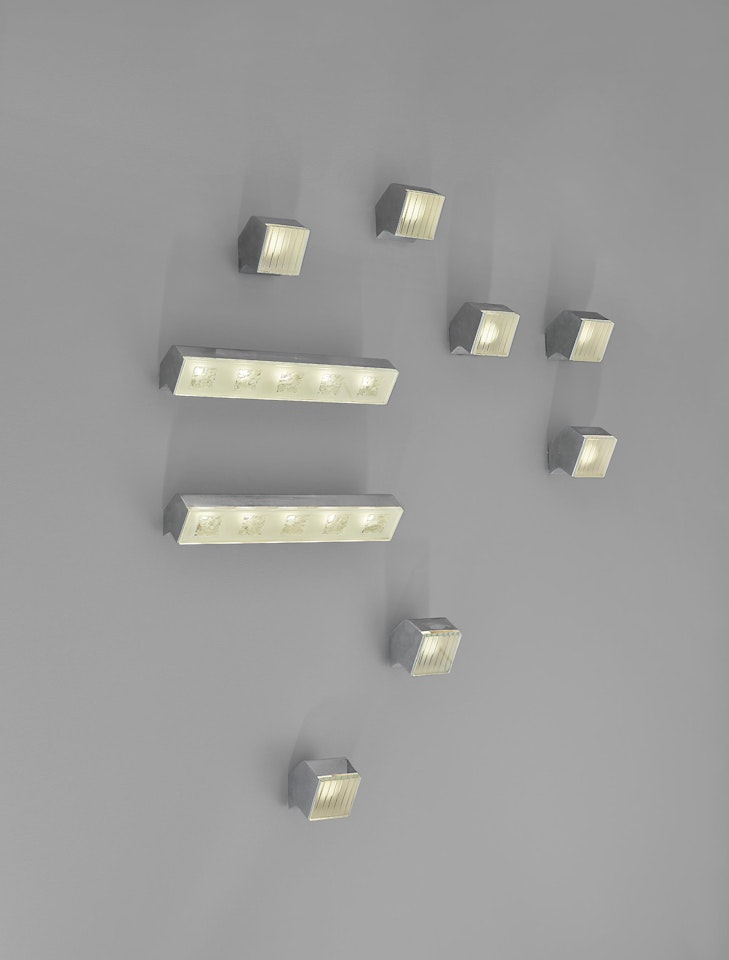 Set of seven wall lights, model no. 2140, and two, model no. 2139 by Max Ingrand
