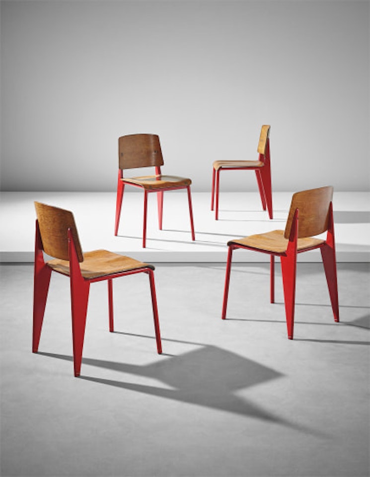 Rare set of four chairs, model no. 4 by Jean Prouvé