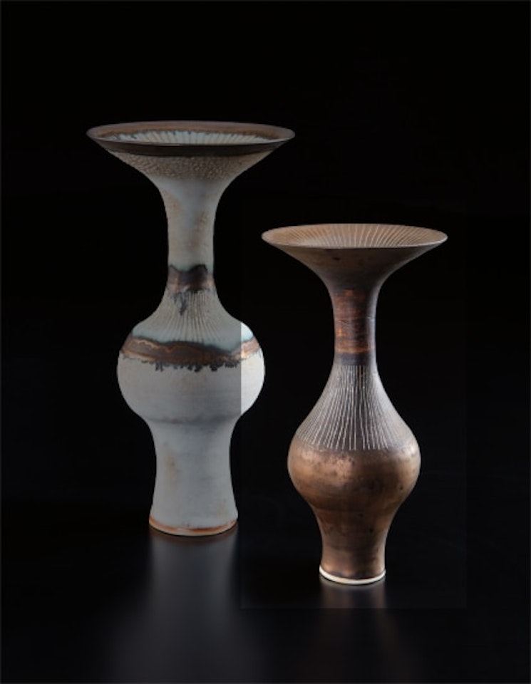 Bottle with flaring lip by Lucie Rie