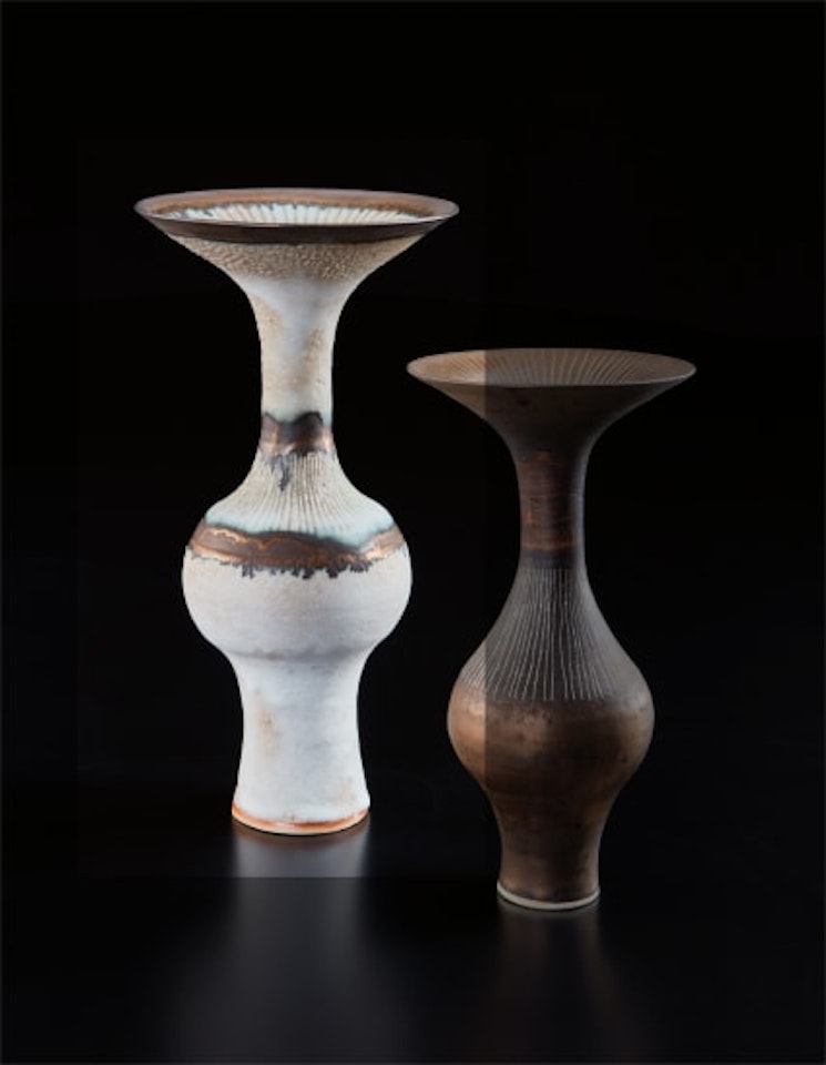 Bottle with flaring lip by Lucie Rie