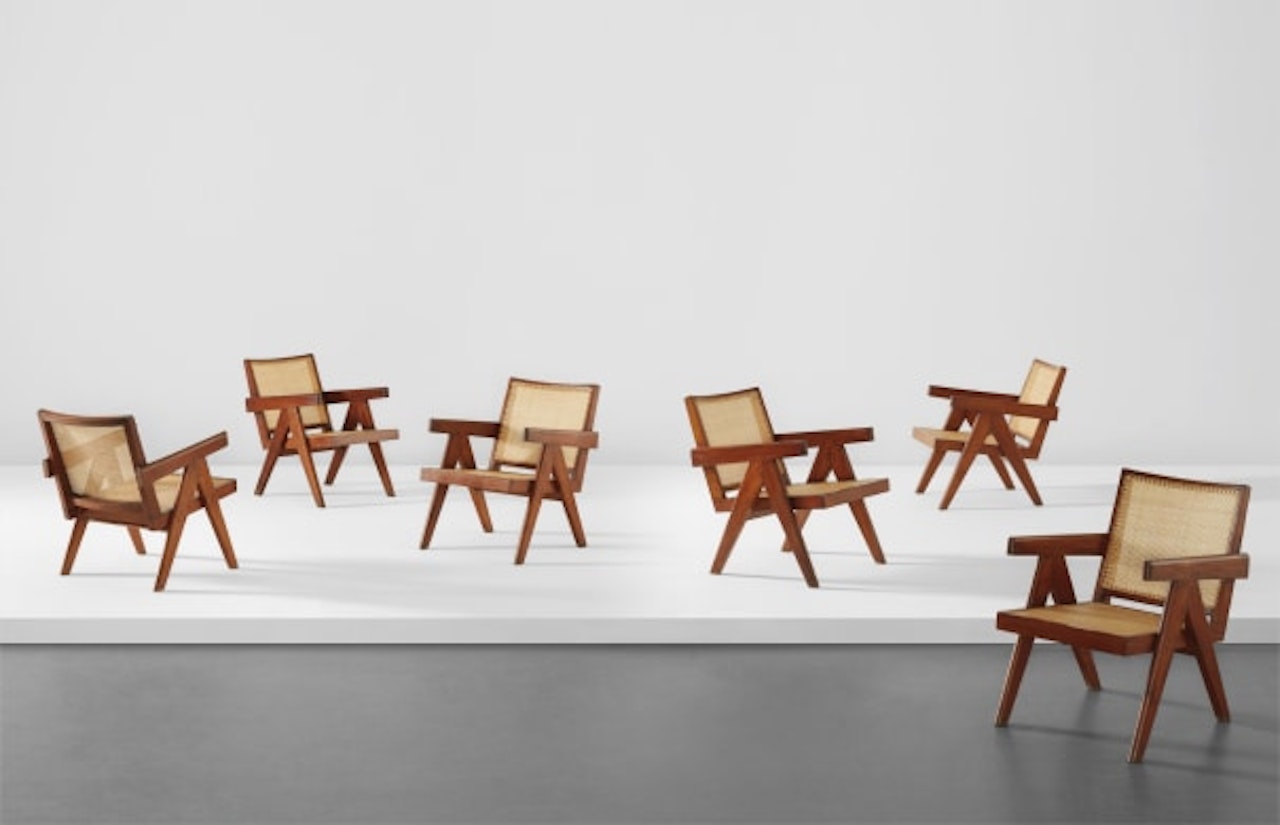 Set of six "Easy" armchairs, model no. PJ-SI-29-A, designed for the administrative buildings, Chandigarh by Pierre Jeanneret