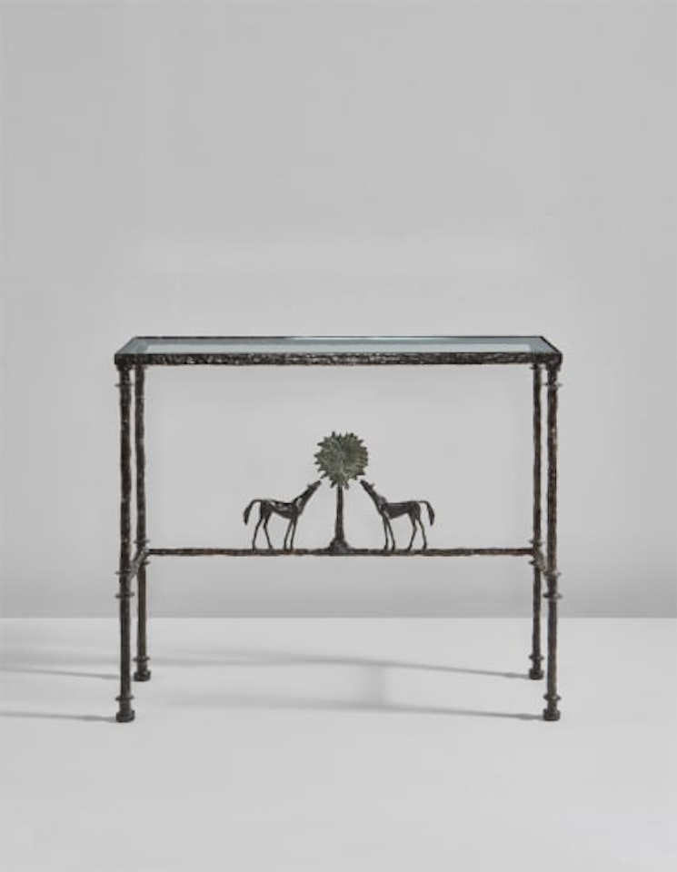 Rare "Deux chevaux autour d'un arbre" console table by Diego Giacometti