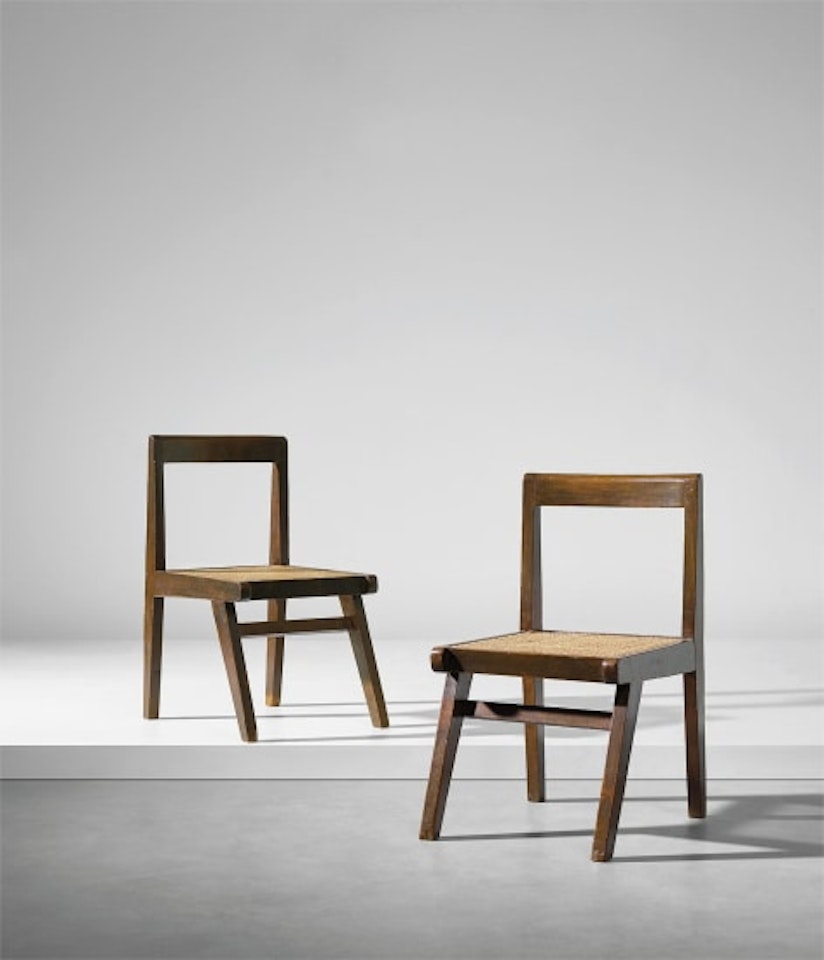 Pair of chairs, model no. PJ-SI-15-A, designed for the Himalayan Hostel cafeteria and private residences, Chandigarh by Pierre Jeanneret