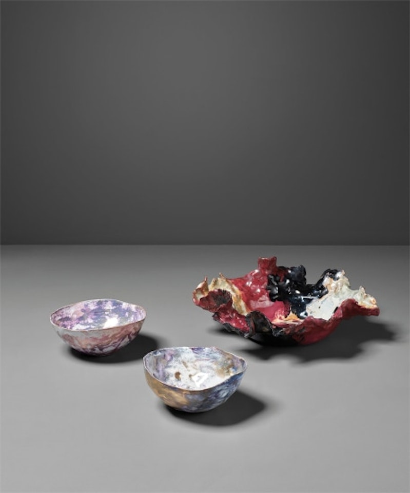 'Piatto' (dish) and two 'Coppette' (small bowls) by Fausto Melotti