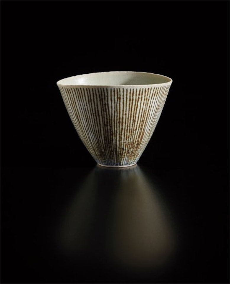 Conical bowl with oval lip by Lucie Rie