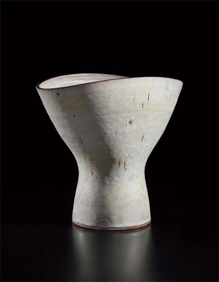 Flower vase with oval lip by Lucie Rie