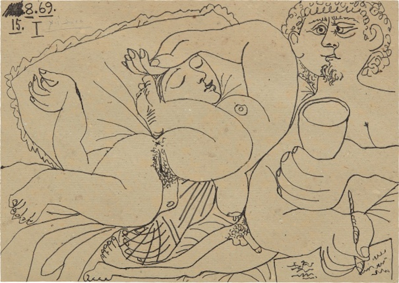 Nu couché et homme écrivant (Sleeping Nude and Man Writing) by Pablo Picasso