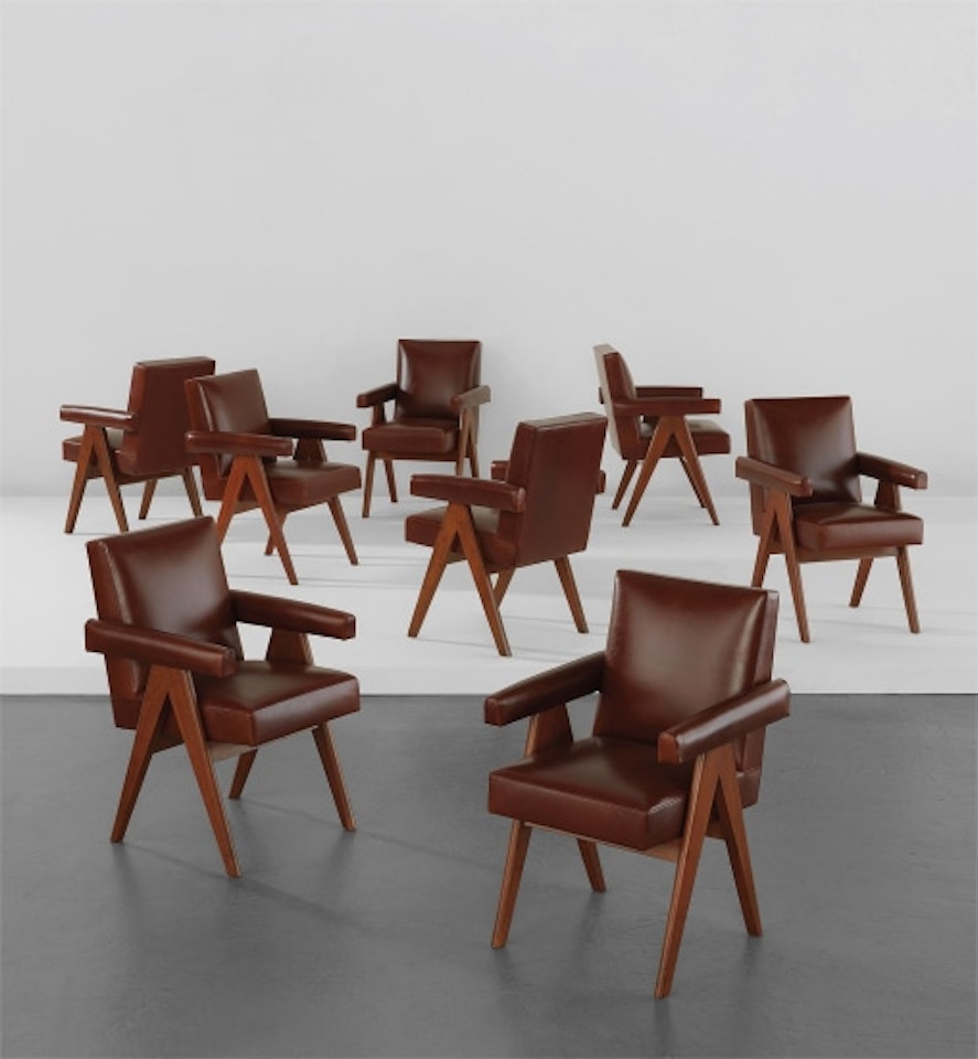 Set of eight "Committee" armchairs, model no. PJ-SI-30-A by Pierre Jeanneret