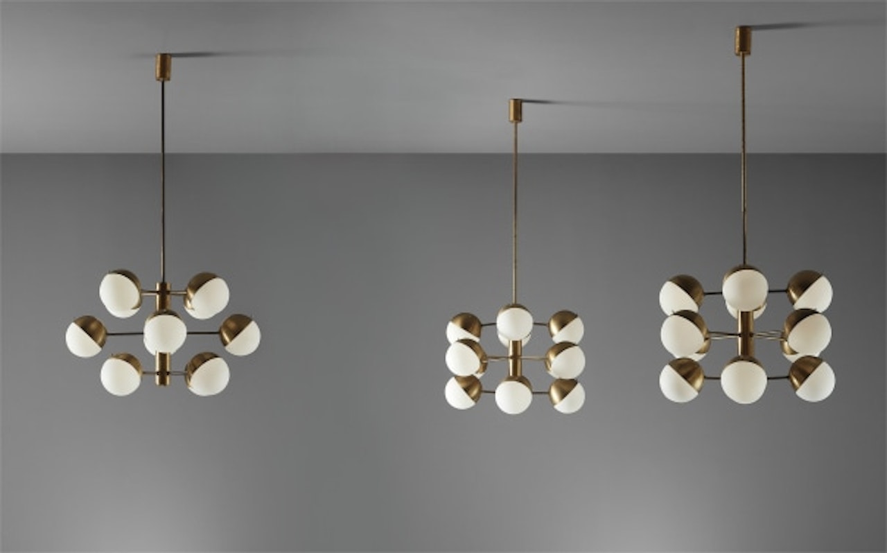 Set of three ceiling lights by Stilnovo