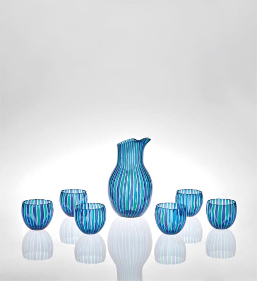 Carafe and set of six 'A canne' glasses by Gio Ponti