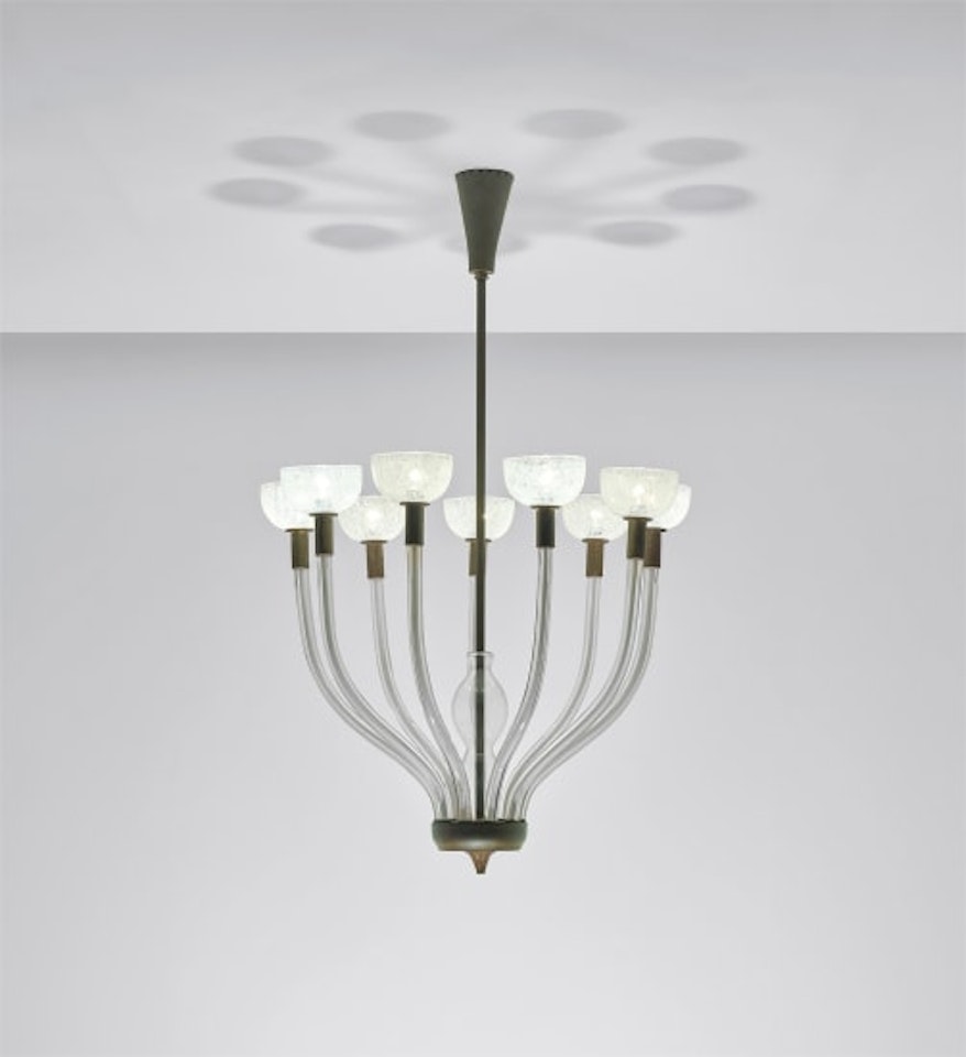 Rare nine-armed chandelier, model no. 5338 by Carlo Scarpa