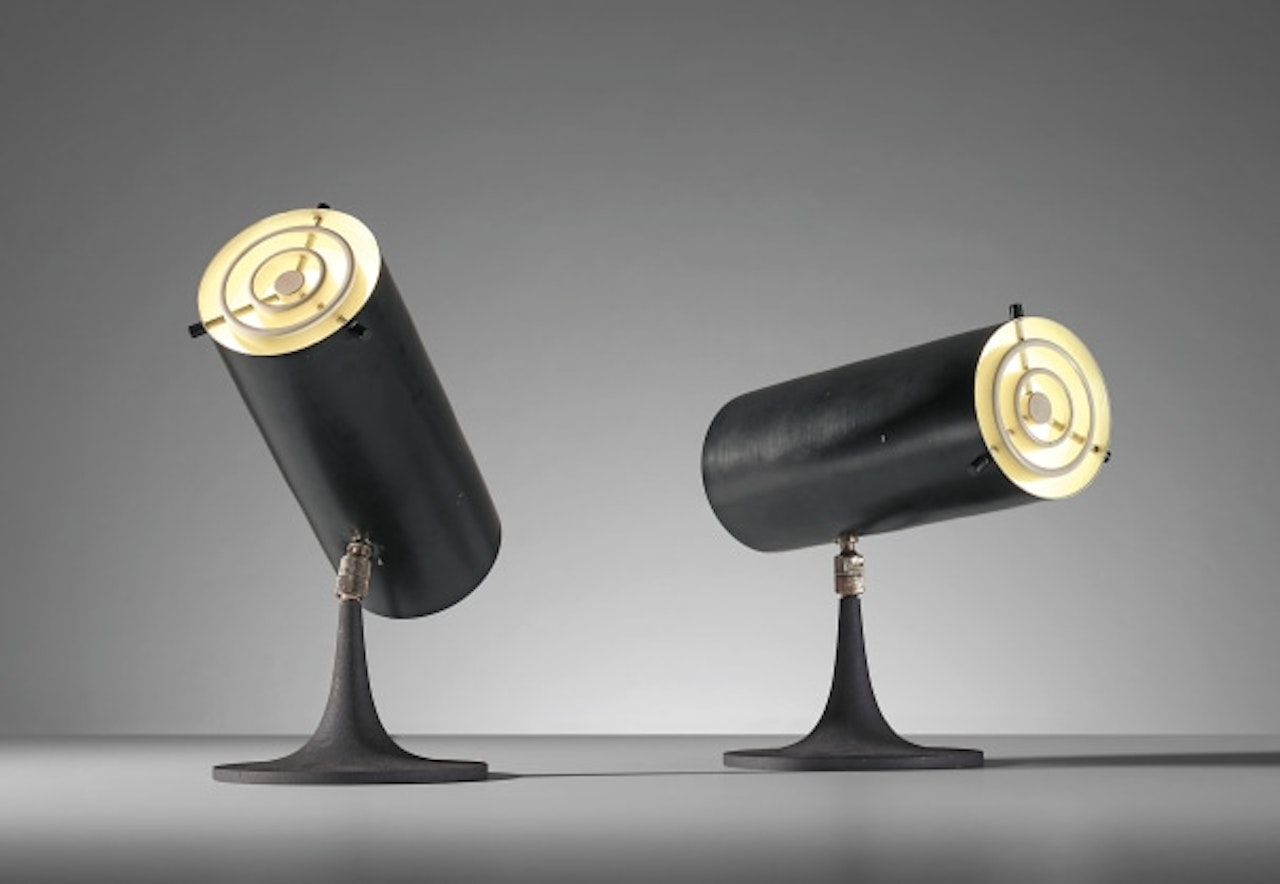 Pair of rare adjustable table lamps, model no. 569/N by Gino Sarfatti
