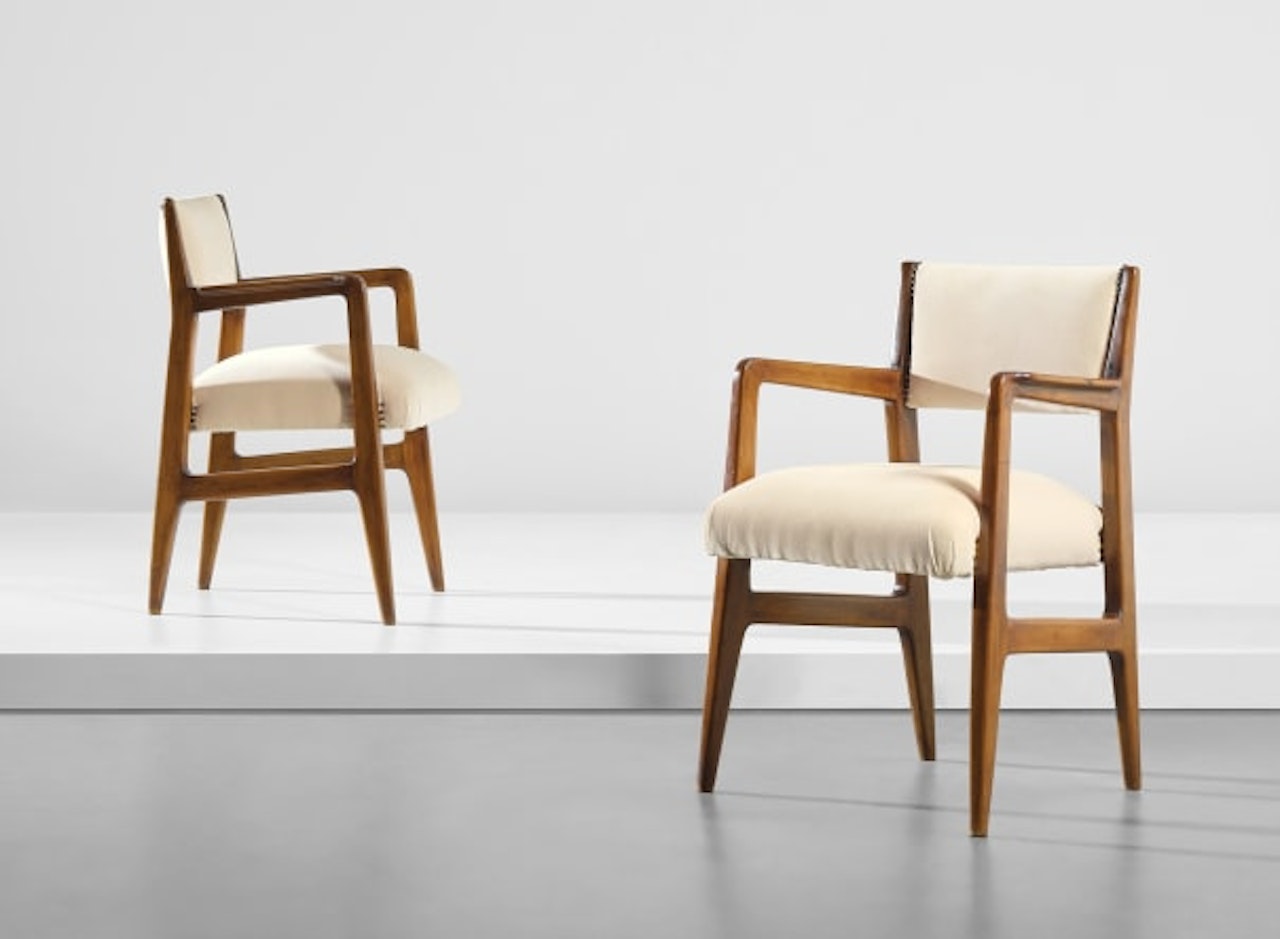 Pair of armchairs, designed for the second class dining room of the ‘Conte Biancamano’ ocean liner by Gio Ponti