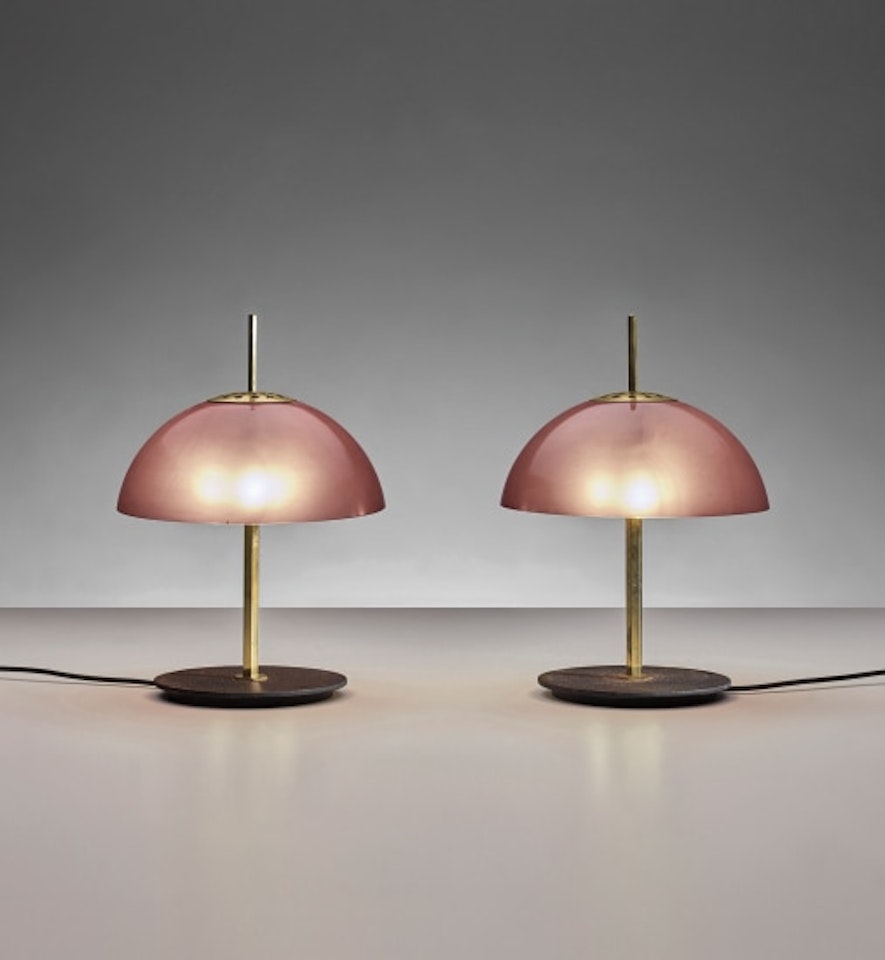 Pair of rare table lamps, model no. 584/G by Gino Sarfatti