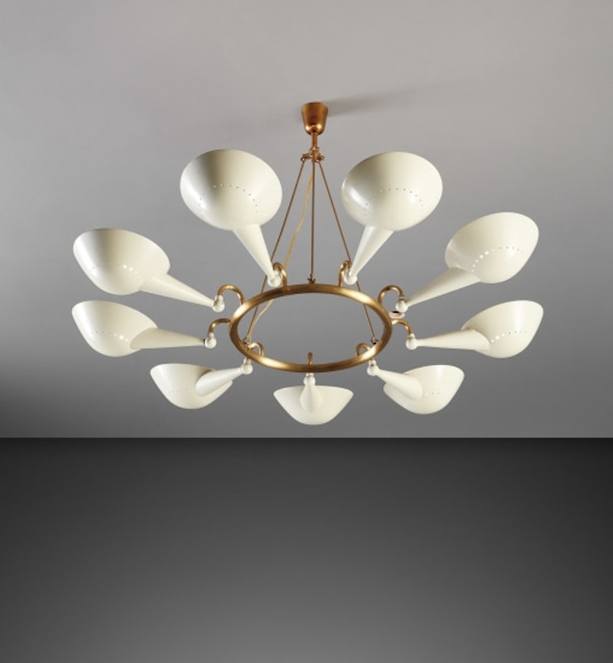 Rare nine-arm ceiling light by Stilnovo