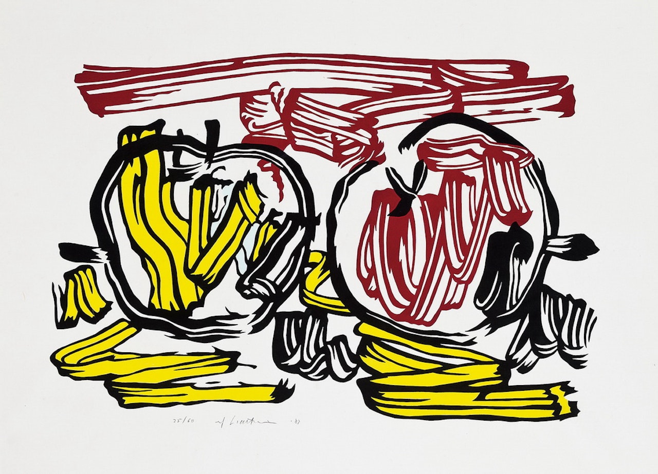 Red Apple and Yellow Apple, from Seven Apple Woodcut series (C. 197) by Roy Lichtenstein