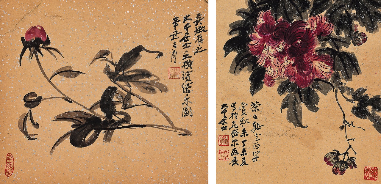 Flower /Camellia flower  花卉镜心/ 设色茶花镜心 by Zhang Daqian