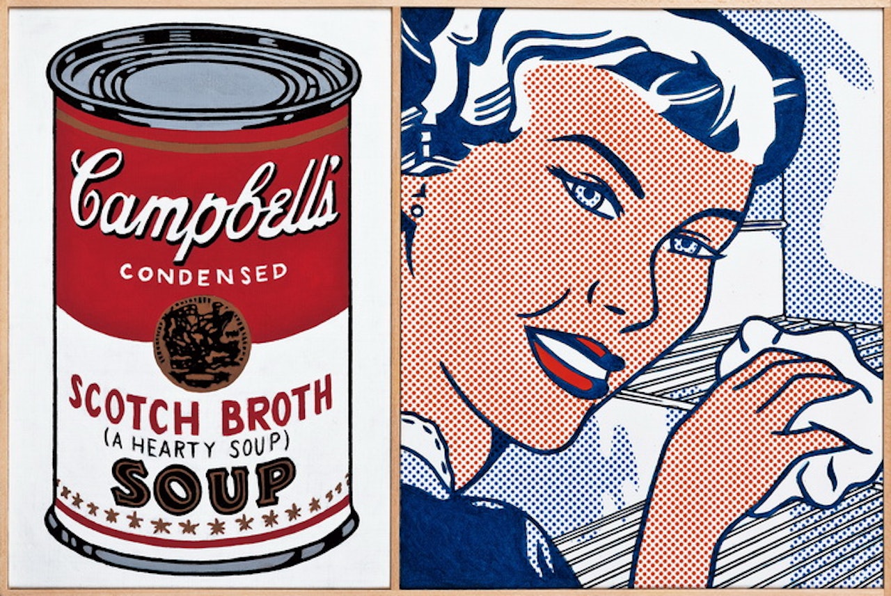 Roy Lichtenstein, 'The Refrigerator', 1961 and AndyWarhol, 'Large Campbell's Soup Can, Scotch Broth', 1964 by Richard Pettibone