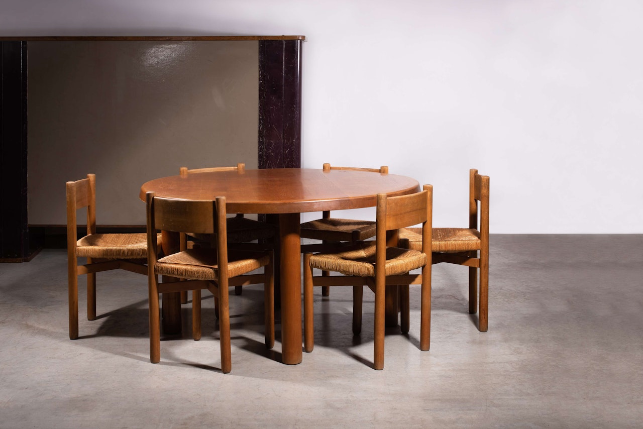 Suite de six chaises dites «Meribel» by Charlotte Perriand