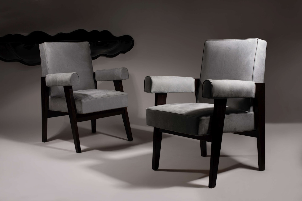 Paire de fauteuils mod. LC/PJ-SI-41-A dits "Advocate Chair" by Le Corbusier & Pierre Jeanneret