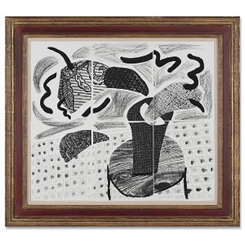 Black plant on table, April 1986 (M.C.A.T. 290) by David Hockney
