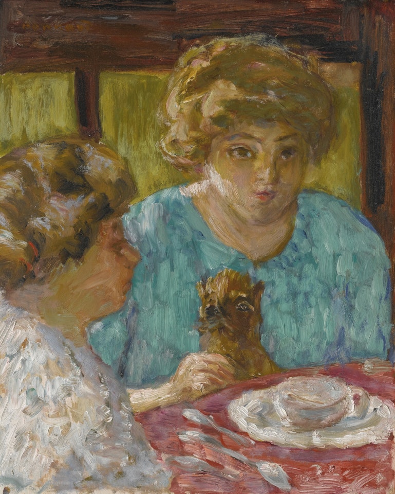 DEUX DAMES AVEC CHAT À TABLE (LES DEUX SOEURS) by Pierre Bonnard