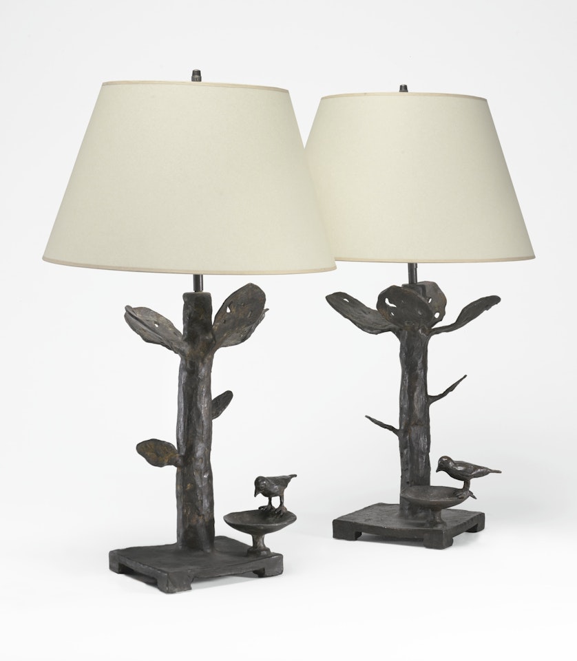 LAMPE AUX BRANCHE COUPE ET OISEAU (A PAIR) by Diego Giacometti