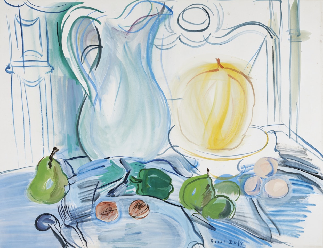 NATURE MORTE, MELON ET NOIX by Raoul Dufy