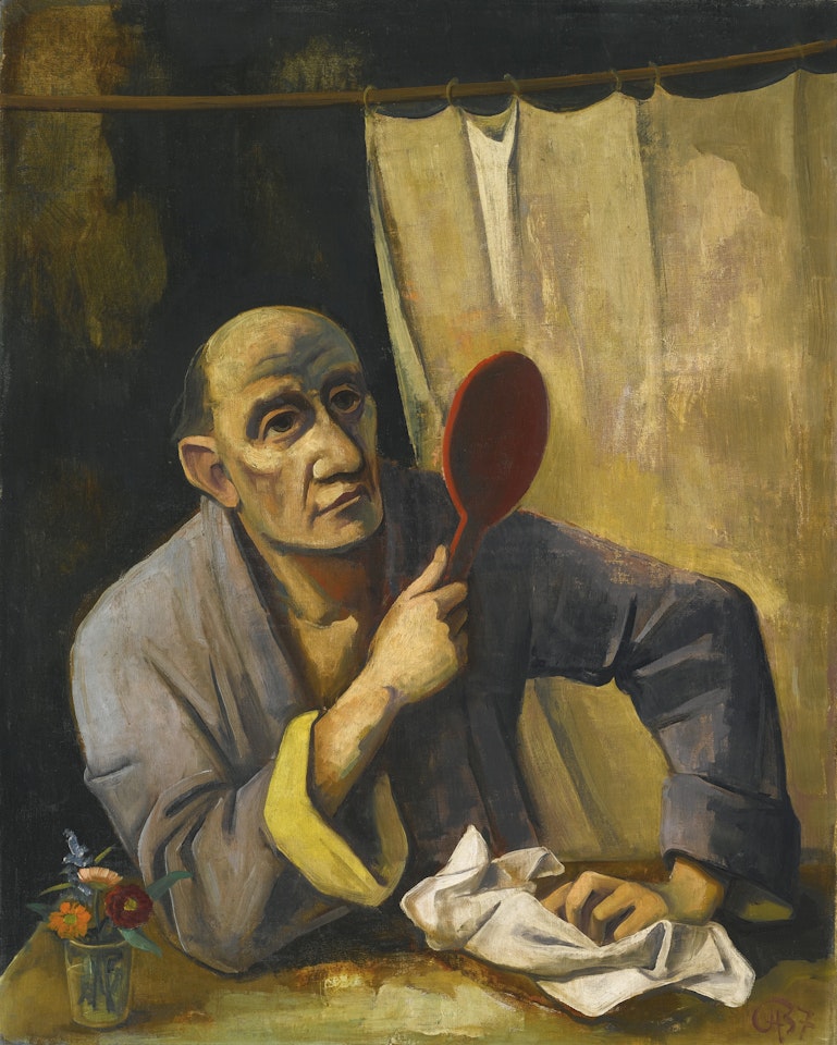 MANN MIT SPIEGEL (MAN WITH LOOKING GLASS) by Karl Hofer