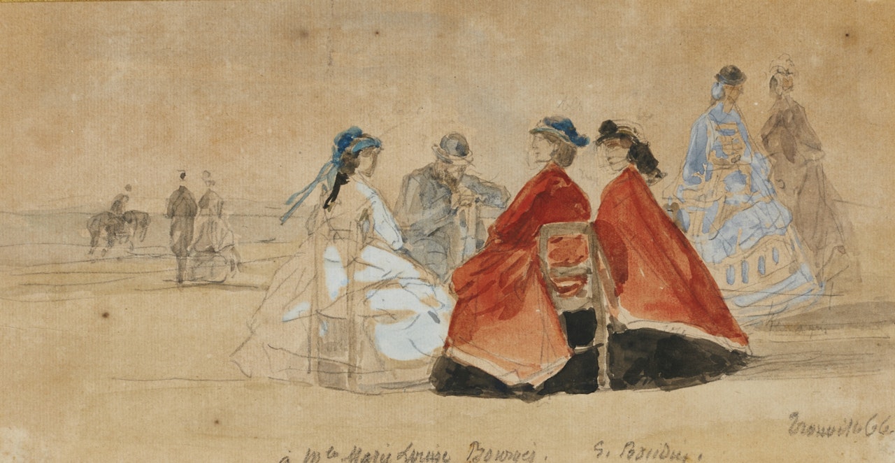 CRINOLINES SUR LA PLAGE DE TROUVILLE by Eugène Boudin