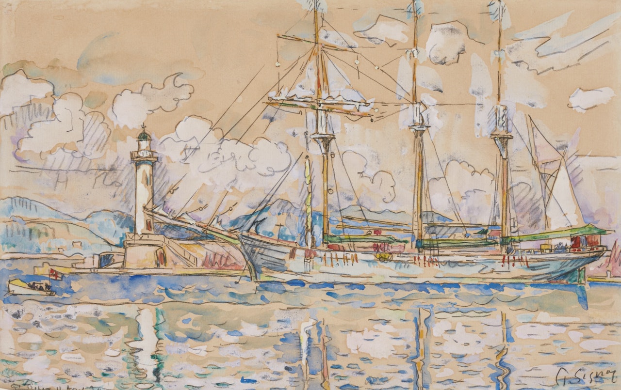 SAINT-TROPEZ. LA JETÉE ET LE PHARE by Paul Signac