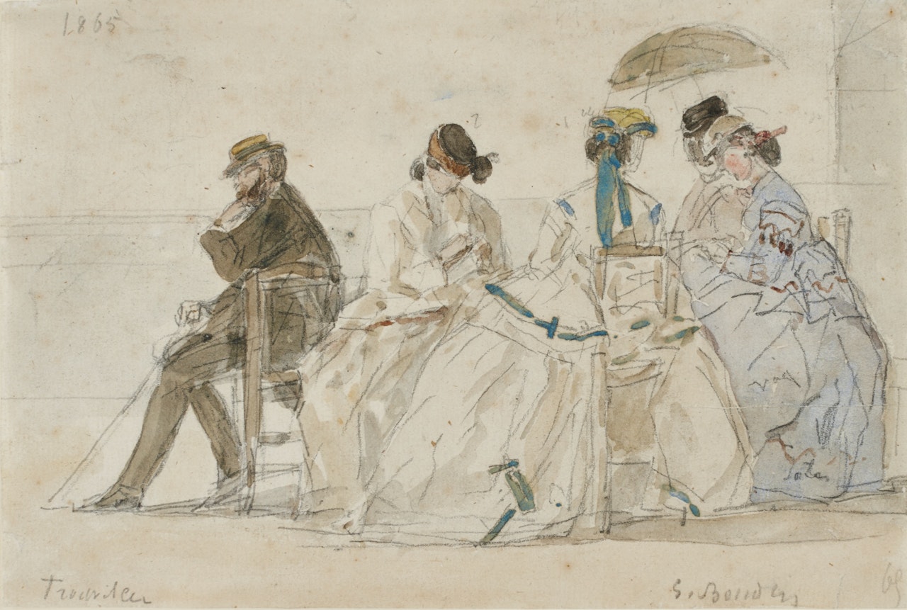 CRINOLINES SUR LA PLAGE DE TROUVILLE by Eugène Boudin