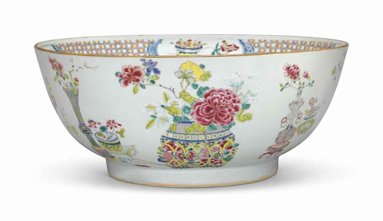 A FAMILLE ROSE PUNCHBOWL by Anonymous
