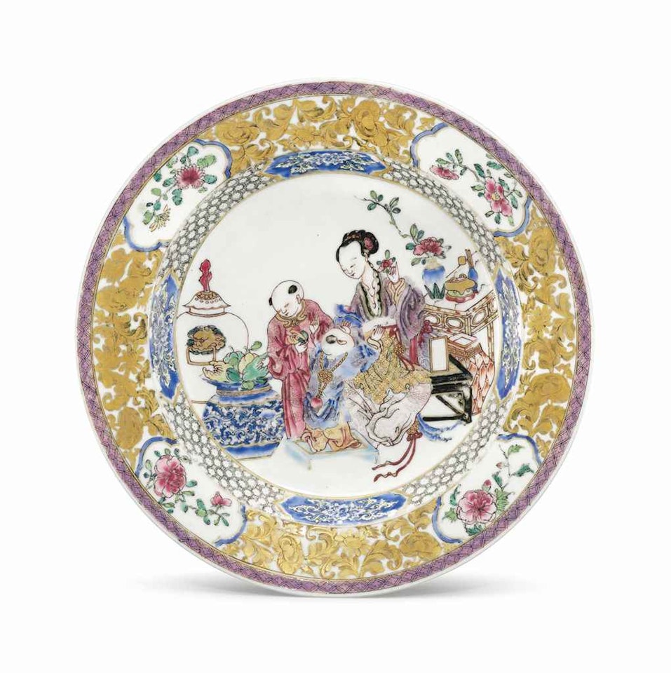 A FAMILLE ROSE SEMI-EGGSHELL PORCELAIN PLATE by Anonymous