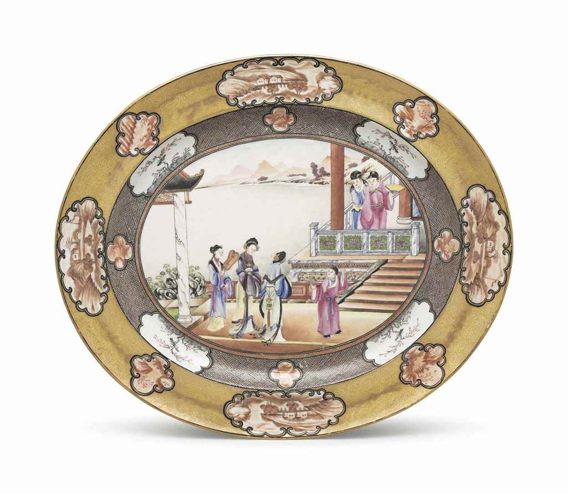 A VERY LARGE 'ROCKEFELLER PATTERN' PLATTER by Anonymous