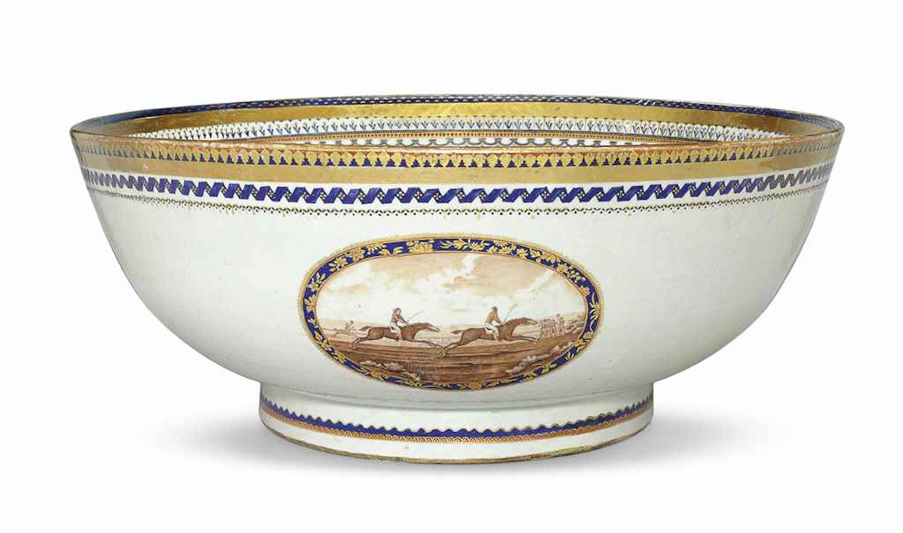 A RARE AND MASSIVE AMERICAN MARKET SPORTING PUNCHBOWL by Anonymous