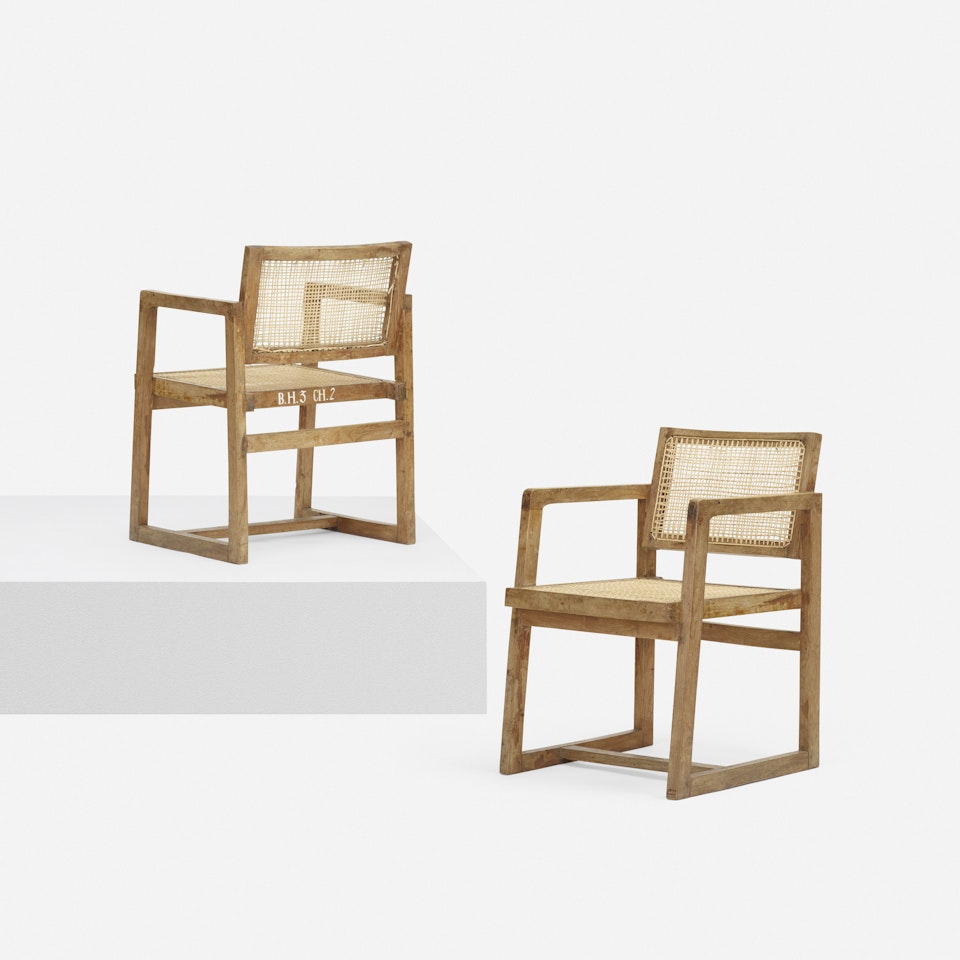 armchairs from Chandigarh, pair by Pierre Jeanneret