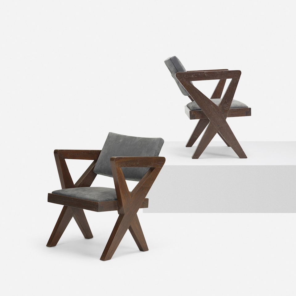 Showroom armchairs from the Tagore Theater, Chandigarh, pair by Pierre Jeanneret