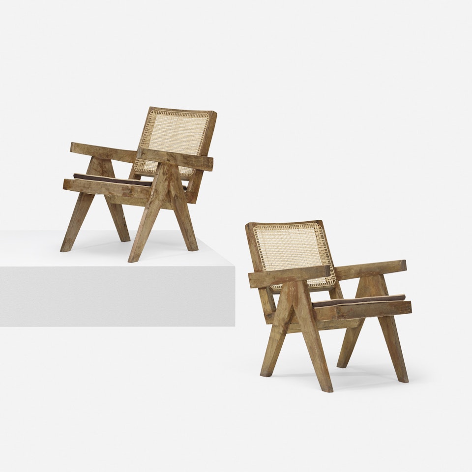 lounge chairs from Chandigarh, pair by Pierre Jeanneret